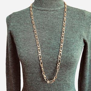 Monet Gold Tone Long Chain Link Necklace